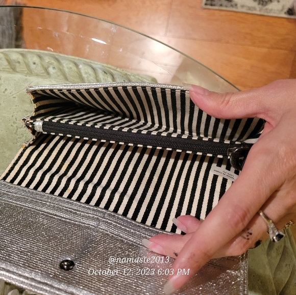 L.A.M.B. by Gwen Stefani Metallic Zipper Cloth Wallet NWOT Luxury Designer #587 - Picture 6 of 10